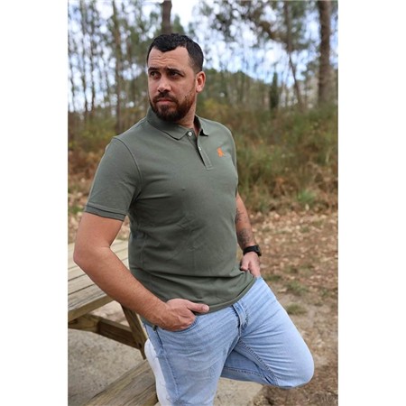 Polo Manches Courtes Homme Le Pairon Bécassier Logo Kaki - Orange