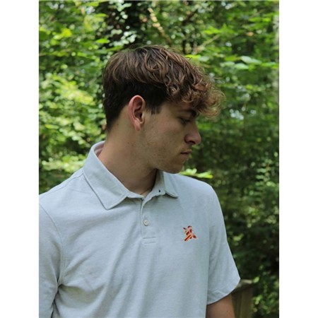 Polo Manches Courtes Homme Le Pairon Bécassier Logo Orange - Blanc
