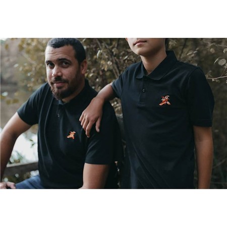 Polo Manches Courtes Homme Le Pairon Bécassier Logo Orange - Noir