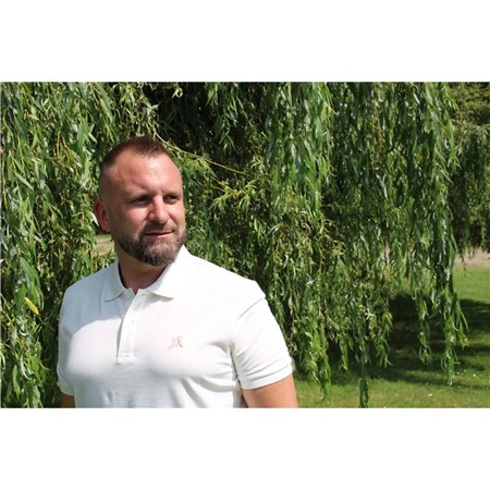 Polo Manches Courtes Homme Le Pairon Bécassier Logo Saumon - Blanc