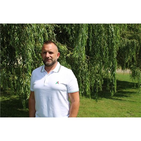 Polo Manches Courtes Homme Le Pairon Bécassier Logo Vert/Rouge - Blanc