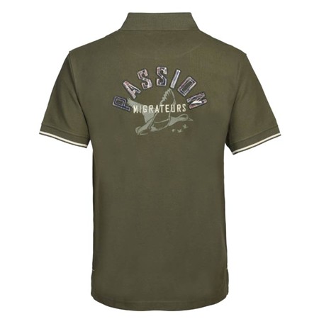 POLO MANCHES COURTES HOMME PERCUSSION DUCK PASSION MIGRATEUR - KAKI/PASSION MIGRATE