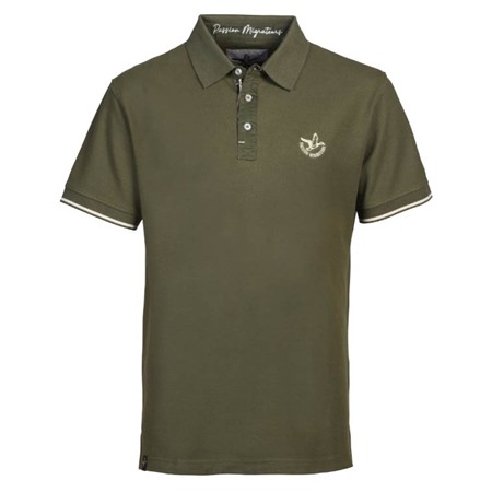 Polo Manches Courtes Homme Percussion Duck Passion Migrateur - Kaki/Passion Migrate