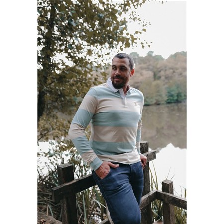 Polo Manches Longues Homme Le Pairon Bécassier - Bleu/Blanc