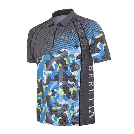 Polo Mangas Curtas Homem Beretta Rush Graph - Azul Camuflado