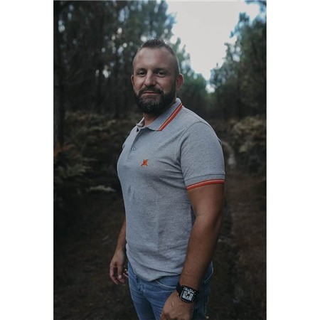 Polo Maniche Corte Uomo Le Pairon Bécassier Logo Arancione - Grigio