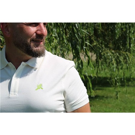 POLO MANICHE CORTE UOMO LE PAIRON BÉCASSIER LOGO MELA - BIANCO