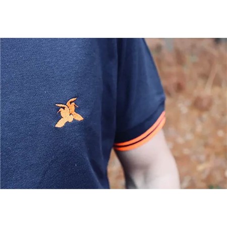 POLO MĘSKIE Z KRÓTKIM RĘKAWEM LE PAIRON BÉCASSIER LOGO POMARAŃCZOWY - GRANATOWY