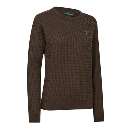 PULL FEMME DEERHUNTER LADY HARRINGTON CABLE KNIT - BROWN MELANGE