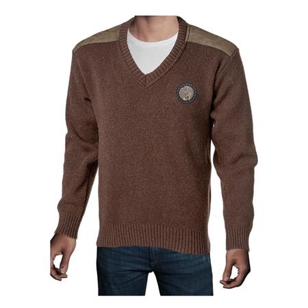 PULL HOMME BARTAVEL P61 LIÈVRE COL V - CHOCOLAT