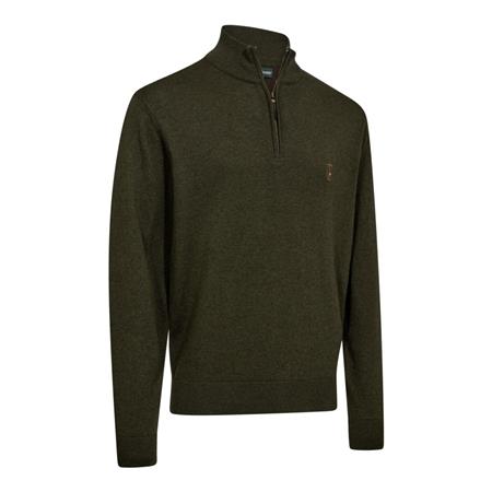 PULL HOMME DEERHUNTER TRICOT HARRINGTON ½-ZIP - FOREST EMBER MELANGE