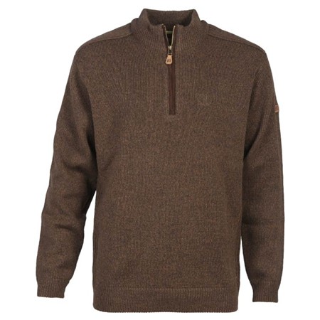 Pull Homme Percussion Brodé Col Cheminee Islande 1566N - Marron/Percussion