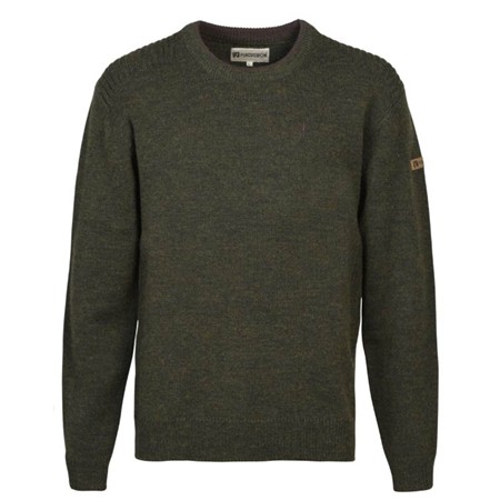 Pull Homme Percussion Brodé Col Rond Islande 1567N - Kaki/Percussion