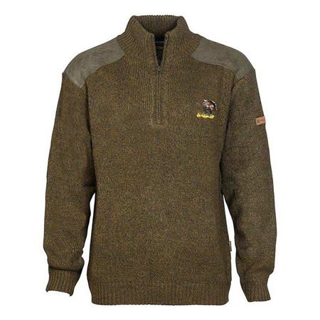 Pullover Herren Percussion Brode Col Cheminee - Wildschwein - Khaki