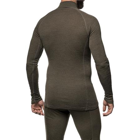 PULLOVER UNISEX WOOLPOWER ZIP TURTLENECK LITE - TANNENGRÜN