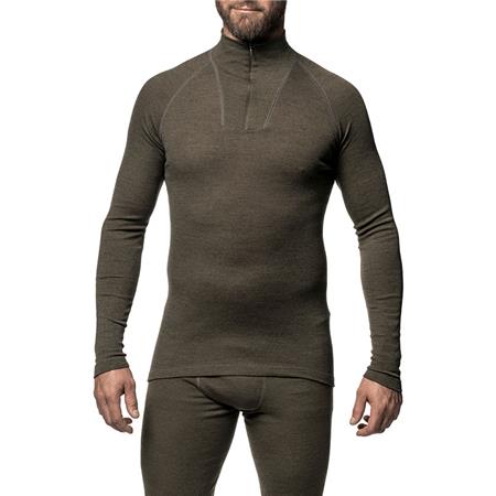 PULLOVER UNISEX WOOLPOWER ZIP TURTLENECK LITE - TANNENGRÜN
