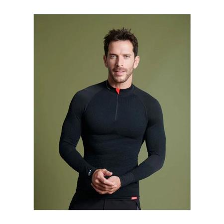 ROUPA INTERIOR MASCULINA DAMART TEE SHIRT THERMOLACTYL COMFORT 4 COL ZIPPÉ - PRETO