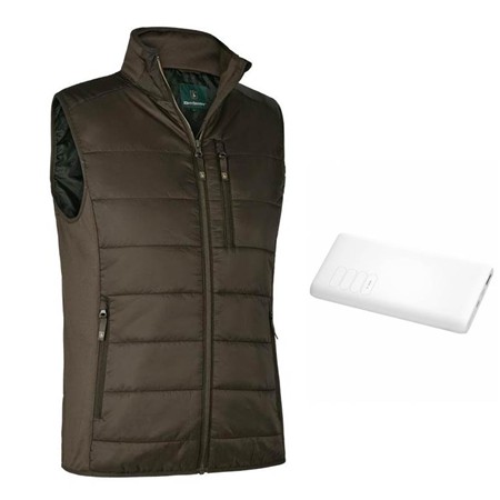 Set Mouwloos Herengilet Deerhunter Heat Padded Waistcoat + Batterie - Bruin