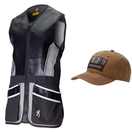 Skydningsvest Til Mænd Browning Prosport Cuir Gris + Kasket Medfølger