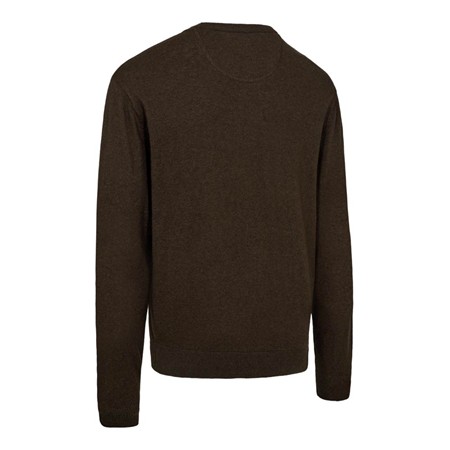 SOFTSHELL HERRE DEERHUNTER HARRINGTON O-NECK KNIT - BRUN MELANGE