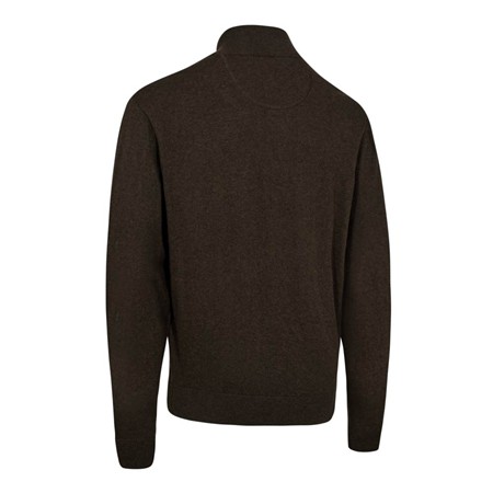 SOFTSHELL HERRE DEERHUNTER HARRINGTON ½-ZIP KNIT - BRUN MELANGE