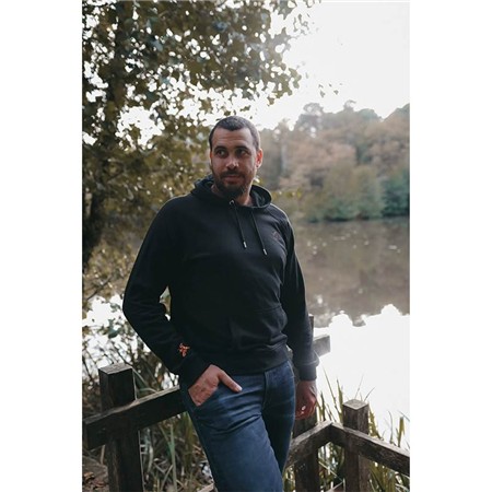 Sudadera Hombre Le Pairon Bécassier Con Capucha Doble Bordado Naranja - Negro