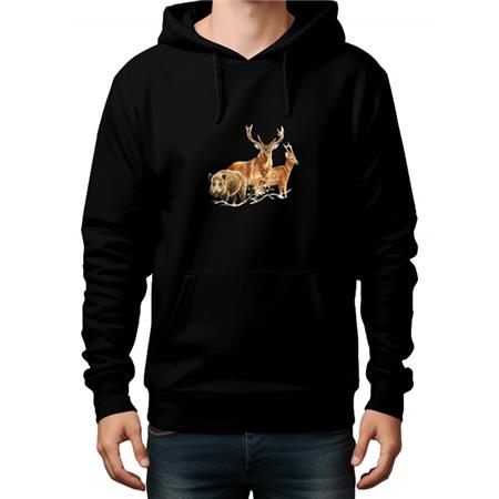 SWEAT ENFANT BARTAVEL THEME CHASSE SANGLIER/CERF/CHEVREUIL - NOIR