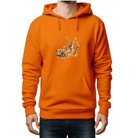 SWEAT ENFANT BARTAVEL THEME CHASSE SANGLIER/CERF/CHEVREUIL - ORANGE