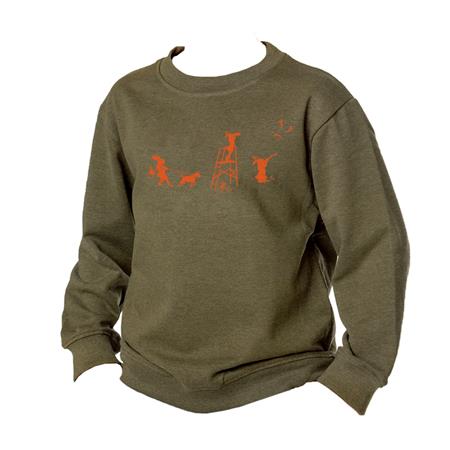 SWEAT ENFANT BARTAVEL THEME CHASSE T1168 NATURE SERIGRAPHIE - KAKI