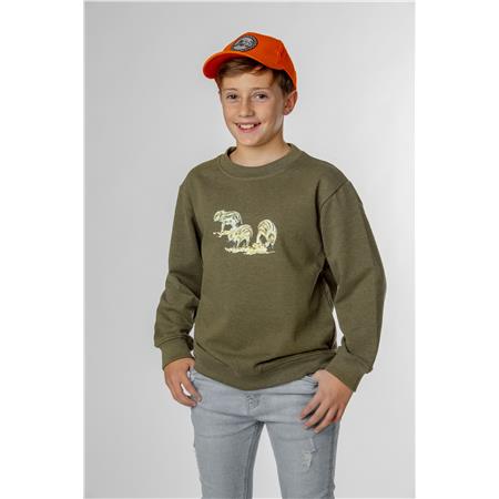 SWEAT ENFANT BARTAVEL THEME CHASSE T589 NATURE SERIGRAPHIE - KAKI