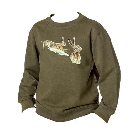 SWEAT ENFANT BARTAVEL THEME CHASSE T591 NATURE SERIGRAPHIE - KAKI