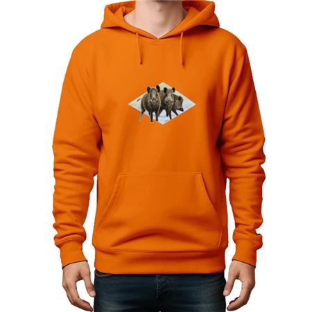 SWEAT ENFANT BARTAVEL THEME CHASSE TRIO SANGLIER - ORANGE