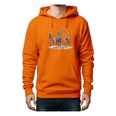 SWEAT HOMME BARTAVEL 3 CERFS - ORANGE