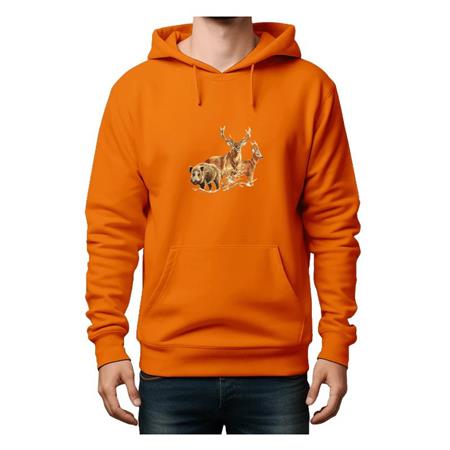 SWEAT HOMME BARTAVEL SANGLIER/CERF/CHEVREUIL - ORANGE