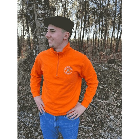 Sweat Homme Le Pairon Bécassier Col Zippé Chasse - Orange