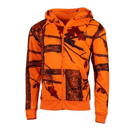 Sweat Homme Treeland Capuche Zippé T105 - Camo Orange