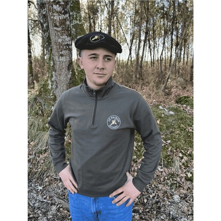 Sweat Voor Heren Le Pairon Bécassier Ritskraag Jacht - Caqui - Kaki