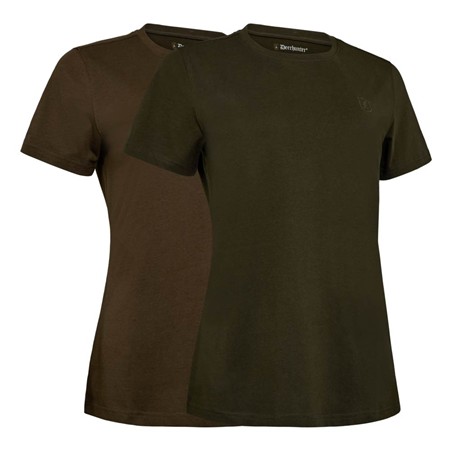 T-Shirt Damski Z Krótkim Rękawem Deerhunter 2-Pack - Opadłe Liście/Drewno - Pakiet 2