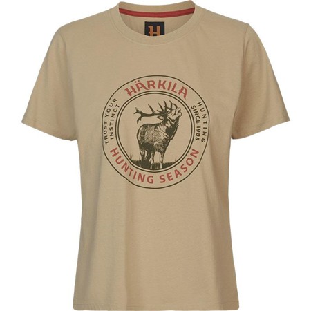T-Shirt Damski Z Krótkim Rękawem Harkila Stag Badge S/S W - Piaskowy