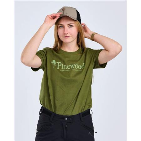 T-SHIRT DAMSKI Z KRÓTKIMI RĘKAWAMI PINEWOOD OUTDOOR LIFE - SOSNOWA ZIELEŃ