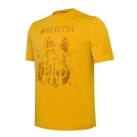 T-Shirt De Homem De Mangas Curtas - Saffron Yellow Beretta Outline - Saffron Yellow