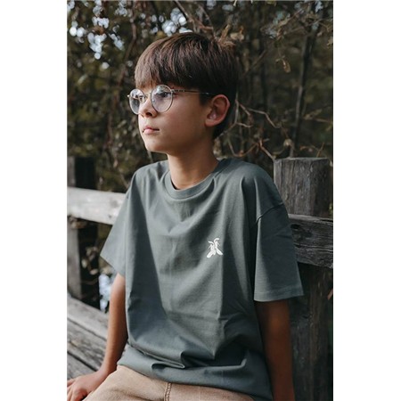 T-SHIRT ΚΟΝΤΟΜΆΝΙΚΟ JUNIOR LE PAIRON BÉCASSIER ΛΕΥΚΌ ΛΟΓΌΤΥΠΟ - ΧΑΚΊ