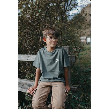 T-Shirt Κοντομάνικο Junior Le Pairon Bécassier Λευκό Λογότυπο - Χακί