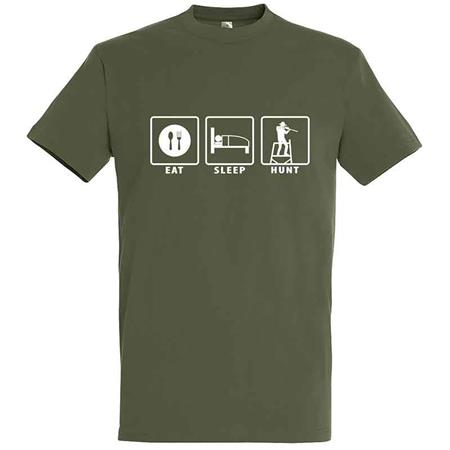 T-Shirt Korte Mouwen Heren Bartavel Eat Sleep Hunt - Kaki