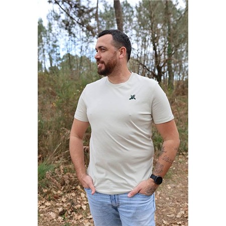 T-Shirt Korte Mouwen Heren Le Pairon Bécassier 2025 Logo Marineblauw - Beige