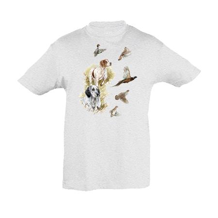 T-Shirt Kurze Ärmel Kind Bartavel Thema Jagd T1100 Natur - Weiß