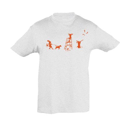 T-Shirt Kurze Ärmel Kind Bartavel Thema Jagd T1168 Natur - Weiß