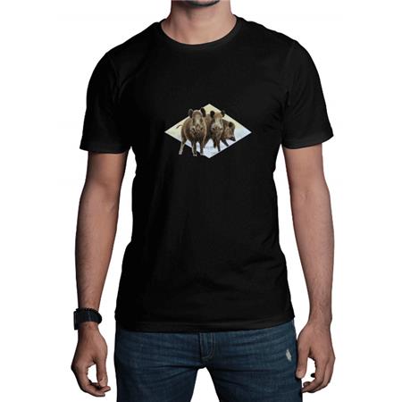 T-Shirt Maniche Corte Bambino Nature - Nero Bartavel Tema Caccia Trio Cinghiale Natural - Negro Naturale - Nero