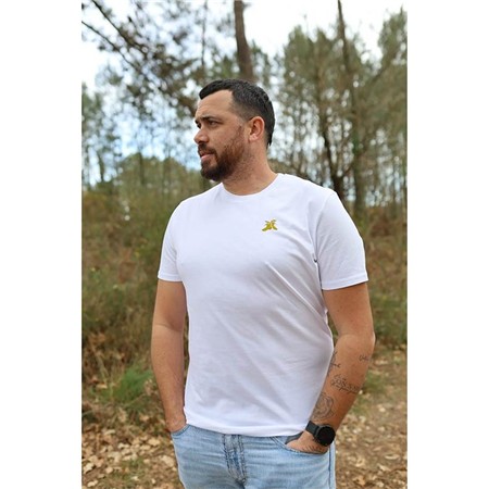 T-Shirt Maniche Corte Uomo Le Pairon Bécassier 2025 Logo Senape - Bianco