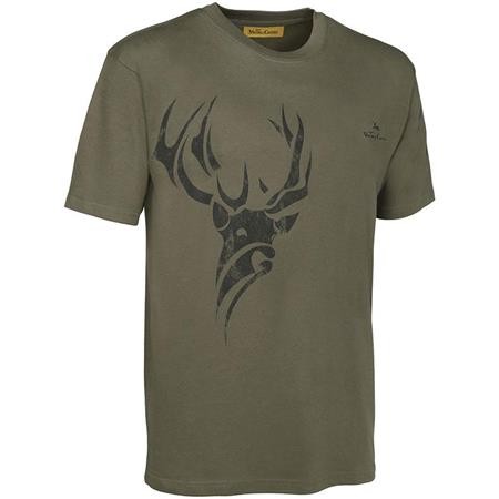 T-Shirt Maniche Corte Uomo Stampata Cervo Ligne Verney-Carron - Kaki